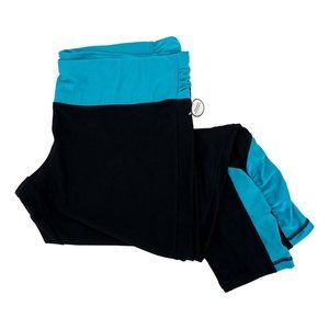 Avia Womens Legging Pants Black Blue Stretch Fold Over Waist Plus XXL (20) New
